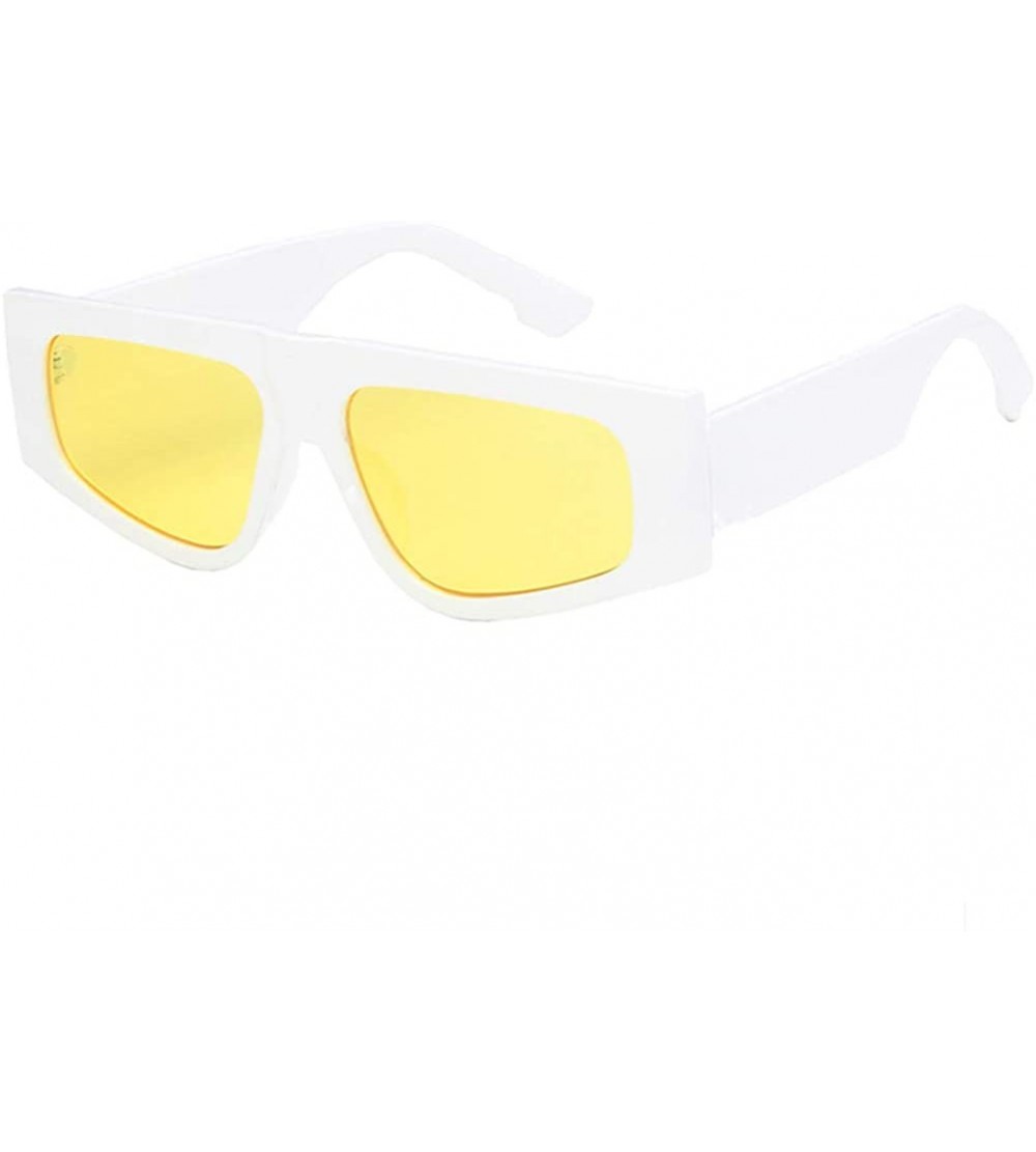 Rectangular Unisex Sunglasses Fashion Bright Black Grey Drive Holiday Rectangle Non-Polarized UV400 - White Yellow - C218RLIX...