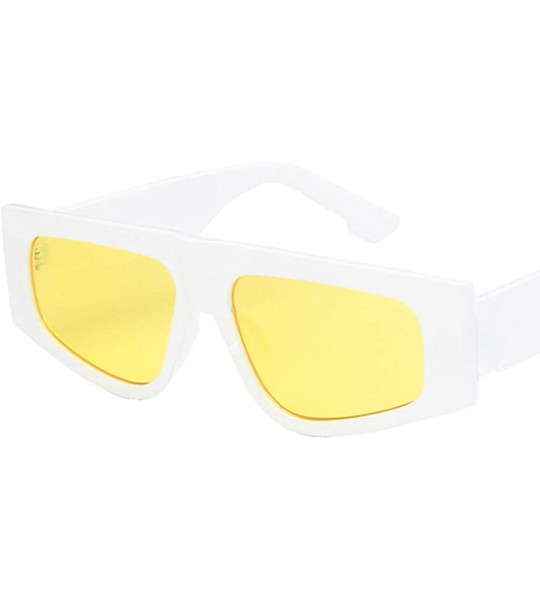 Rectangular Unisex Sunglasses Fashion Bright Black Grey Drive Holiday Rectangle Non-Polarized UV400 - White Yellow - C218RLIX...