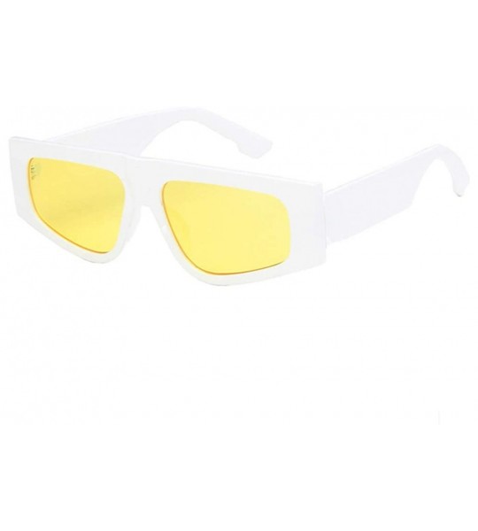 Rectangular Unisex Sunglasses Fashion Bright Black Grey Drive Holiday Rectangle Non-Polarized UV400 - White Yellow - C218RLIX...