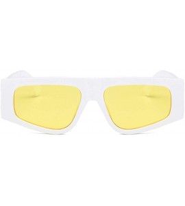 Rectangular Unisex Sunglasses Fashion Bright Black Grey Drive Holiday Rectangle Non-Polarized UV400 - White Yellow - C218RLIX...