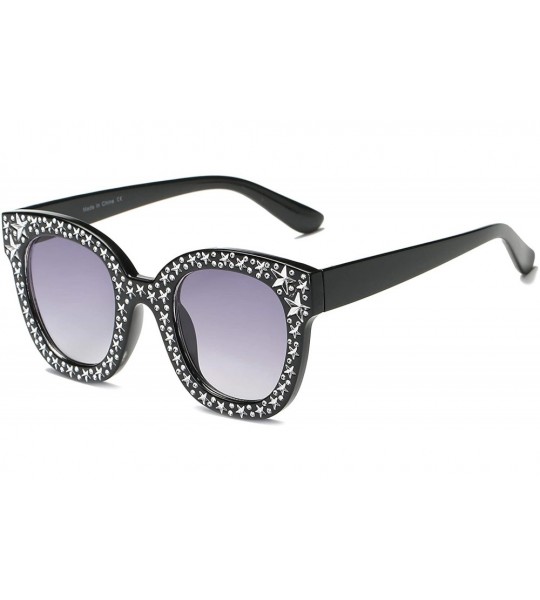 Cat Eye Women Fashion Round Cat Eye Designer Sunglasses - Gradient Purple - CP18I52DXX6 $17.11