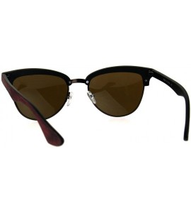 Rectangular Womens Wood Grain Half Horn Rim 90s Mod Sunglasses - Red Brown - CA184QOIOXT $22.43