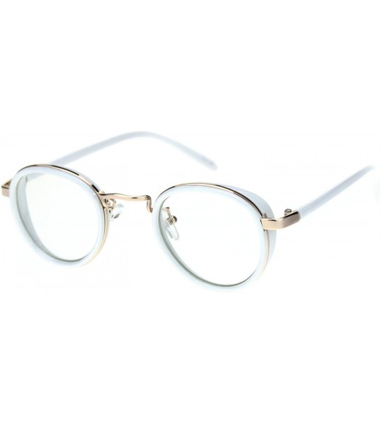 Round Retro Vintage Style Double Rim Round Dad Eyeglasses - Gold White - CV18R5STL97 $23.49