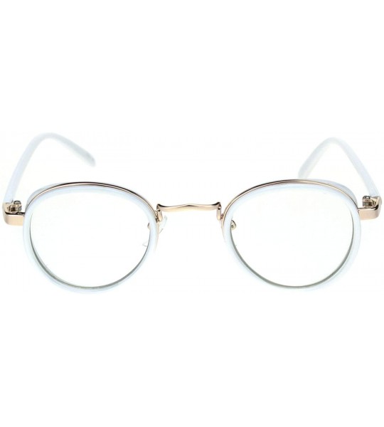 Round Retro Vintage Style Double Rim Round Dad Eyeglasses - Gold White - CV18R5STL97 $23.49