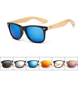 Square Wood Sunglasses Men Women Square Bamboo Women for Women Men Mirror Sunglasses Retro Fashion Sunglass - KP1501 C7 - C51...