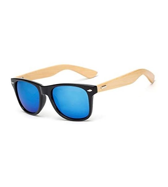 Square Wood Sunglasses Men Women Square Bamboo Women for Women Men Mirror Sunglasses Retro Fashion Sunglass - KP1501 C7 - C51...