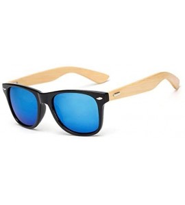 Square Wood Sunglasses Men Women Square Bamboo Women for Women Men Mirror Sunglasses Retro Fashion Sunglass - KP1501 C7 - C51...