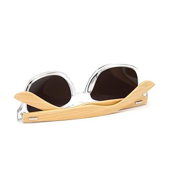 Square Wood Sunglasses Men Women Square Bamboo Women for Women Men Mirror Sunglasses Retro Fashion Sunglass - KP1501 C7 - C51...