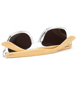 Square Wood Sunglasses Men Women Square Bamboo Women for Women Men Mirror Sunglasses Retro Fashion Sunglass - KP1501 C7 - C51...