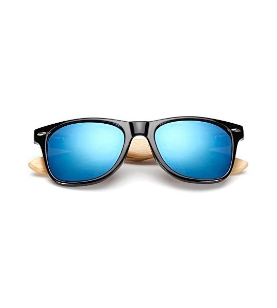 Square Wood Sunglasses Men Women Square Bamboo Women for Women Men Mirror Sunglasses Retro Fashion Sunglass - KP1501 C7 - C51...