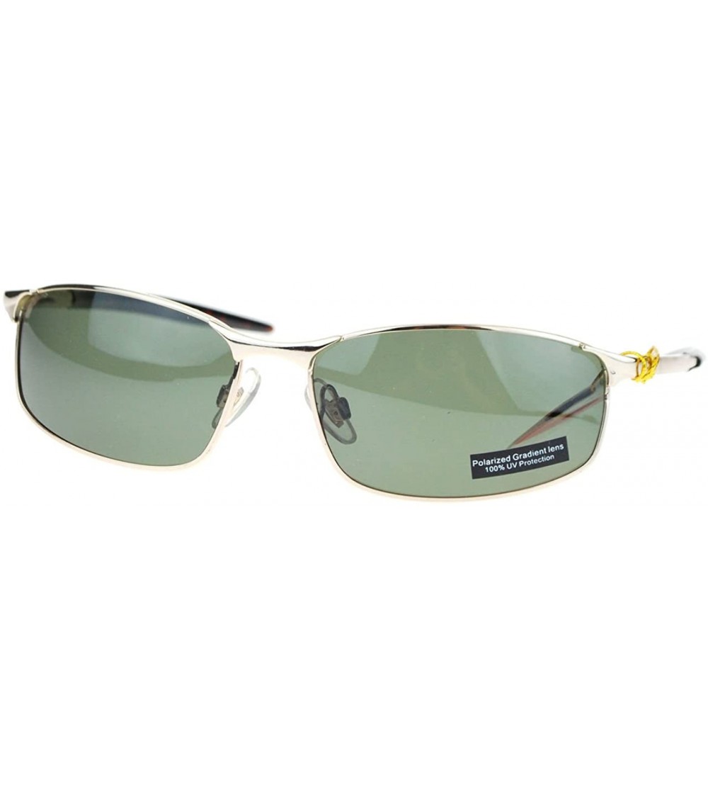 Rectangular Polarized Mens Minimal Metal Frame Narrow Rectangular Sport Sunglasses - Gold - C211YAXKZ1D $22.43