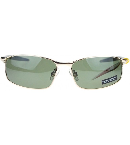 Rectangular Polarized Mens Minimal Metal Frame Narrow Rectangular Sport Sunglasses - Gold - C211YAXKZ1D $22.43