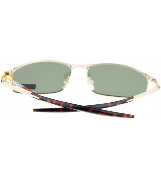 Rectangular Polarized Mens Minimal Metal Frame Narrow Rectangular Sport Sunglasses - Gold - C211YAXKZ1D $22.43