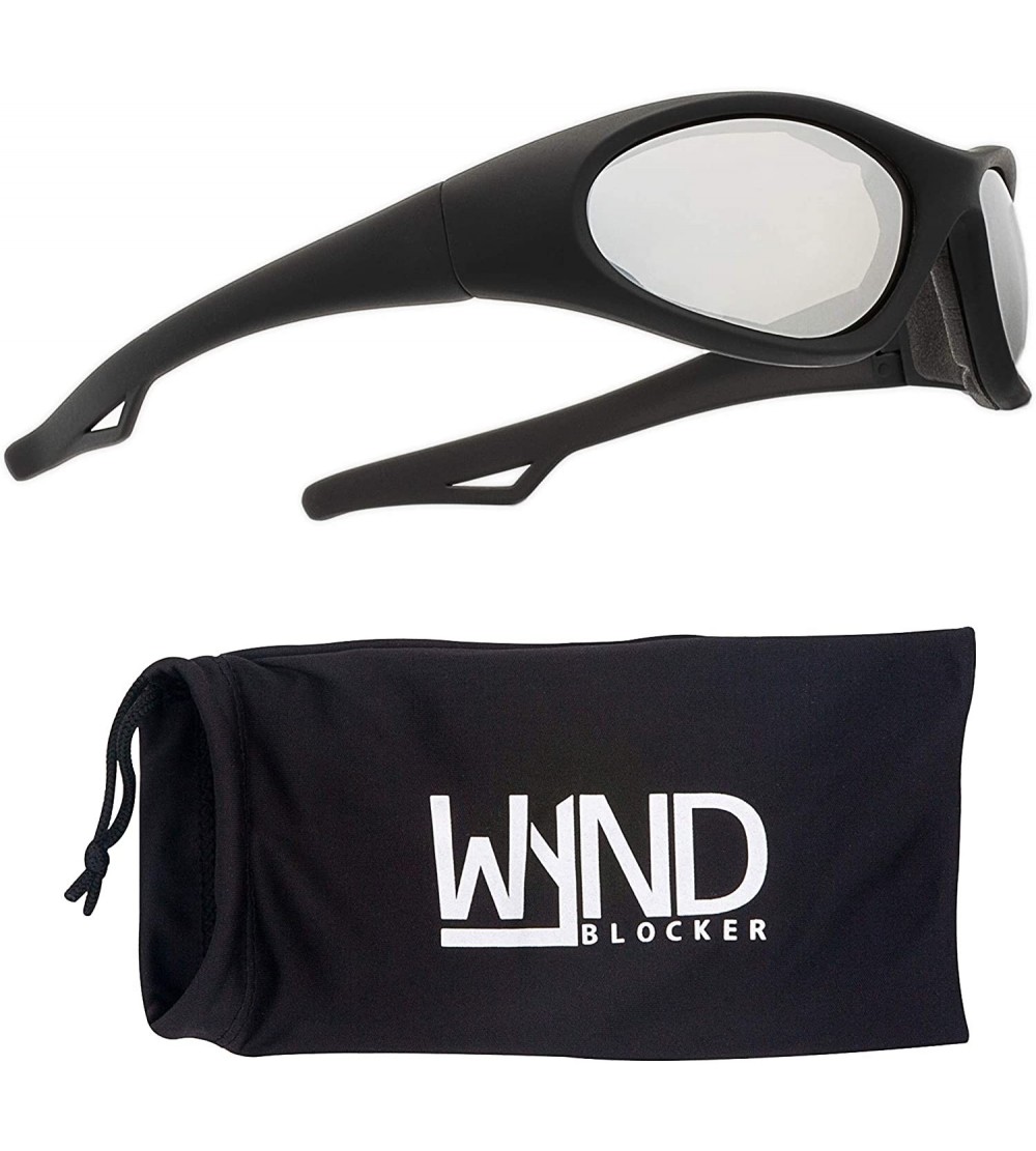 Wrap Wind Resistant Sunglasses Motorcycle- Sports- Driving- Cycling Wrap - Black - Silver Mirror - CR196MUSLI3 $36.53