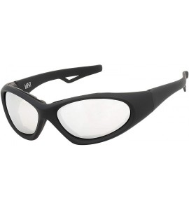 Wrap Wind Resistant Sunglasses Motorcycle- Sports- Driving- Cycling Wrap - Black - Silver Mirror - CR196MUSLI3 $36.53