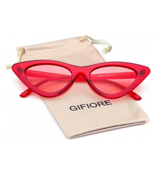Cat Eye Retro Vintage Cateye Sunglasses for Women Clout Goggles Plastic Frame Glasses - Transparent Red - C318D35542H $19.94