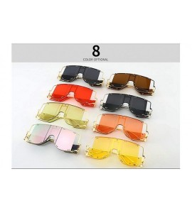 Shield One Lens Sunglasses With Side Shields 2019 Gold Black Women Sun glasses Male Big Frame Metal UV400 - Orange - CM18YZQQ...