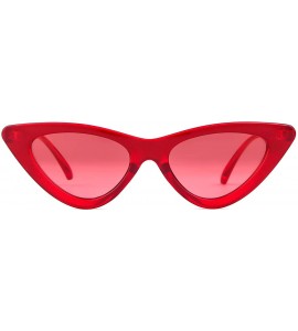 Cat Eye Retro Vintage Cateye Sunglasses for Women Clout Goggles Plastic Frame Glasses - Transparent Red - C318D35542H $19.94