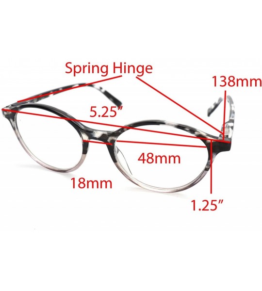 Round shoolboy fullRim Lightweight Reading spring hinge Glasses - Z1 Shiny Handmade Black Grey Tortoise - CM18TYKQM7E $33.84