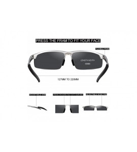 Semi-rimless Sunglasses for Men Polarized Sport Sunglasses for Men - Silver Frame Gray Lens - CS18SQQ4RZE $41.63