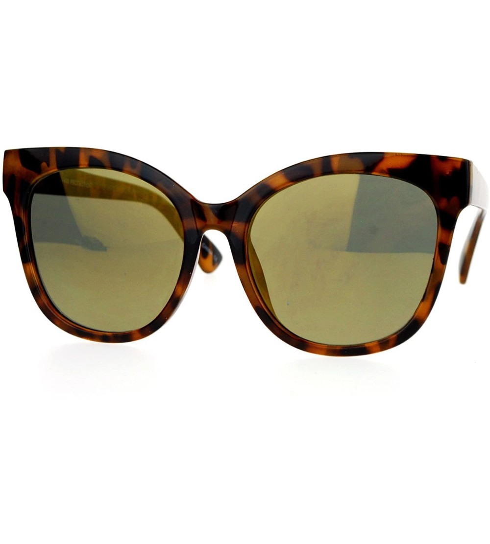 Butterfly Oversized Butterfly Fashion Sunglasses Womens Flat Frame Mirror Lens - Tortoise (Gold Mirror) - C1188YRWLMW $21.05