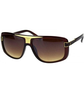 Rectangular Mens Designer Style Fashion Sunglasses Gold Top Square Rectangular UV 400 - Brown (Brown) - C918TMMHGOO $21.51