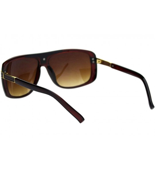 Rectangular Mens Designer Style Fashion Sunglasses Gold Top Square Rectangular UV 400 - Brown (Brown) - C918TMMHGOO $21.51