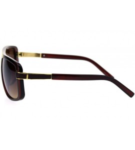 Rectangular Mens Designer Style Fashion Sunglasses Gold Top Square Rectangular UV 400 - Brown (Brown) - C918TMMHGOO $21.51