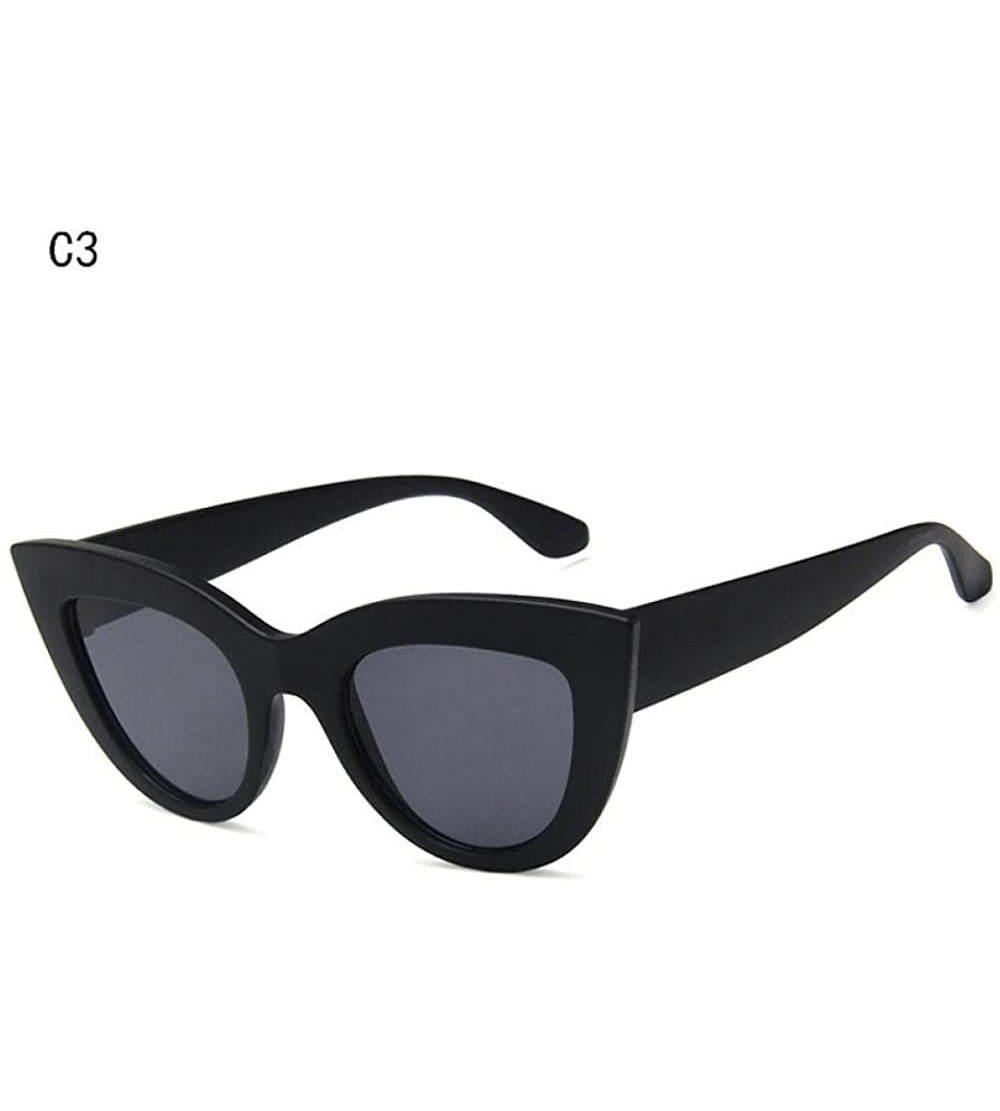 Aviator Retro Plastic Frame Cat Eye Sunglasses Women Ladies Fashion Brand Designer C9 - C3 - C018YLA2MKS $17.20