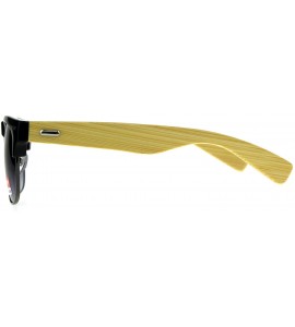 Rectangular Mens Bamboo Wood Arm Half Rim Hipster Sunglasses - Black Smoke - CK180ULUL3R $24.51