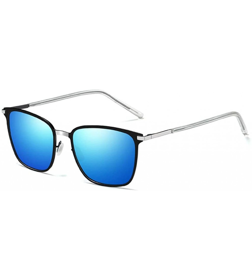 Square Retro Classic Square Polarized Sunglasses Driver Metal Frame sun glasses for Men - Silver+black / Blue - CG197DCKCD3 $...