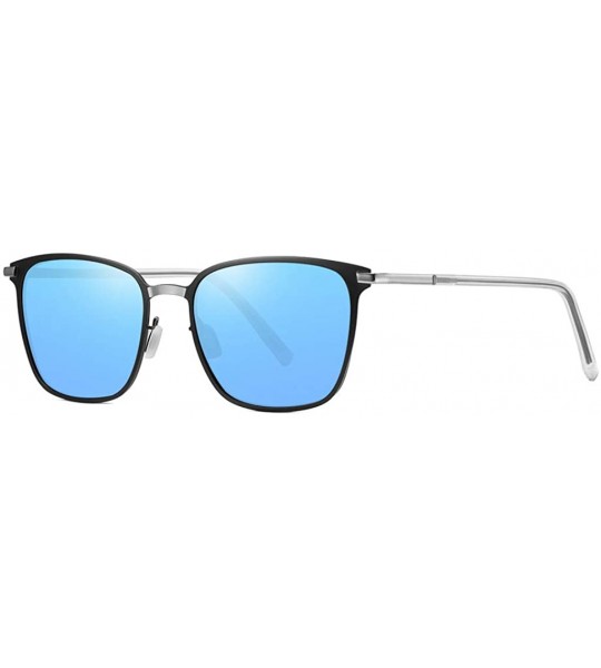 Square Retro Classic Square Polarized Sunglasses Driver Metal Frame sun glasses for Men - Silver+black / Blue - CG197DCKCD3 $...