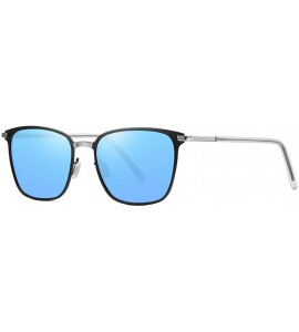 Square Retro Classic Square Polarized Sunglasses Driver Metal Frame sun glasses for Men - Silver+black / Blue - CG197DCKCD3 $...