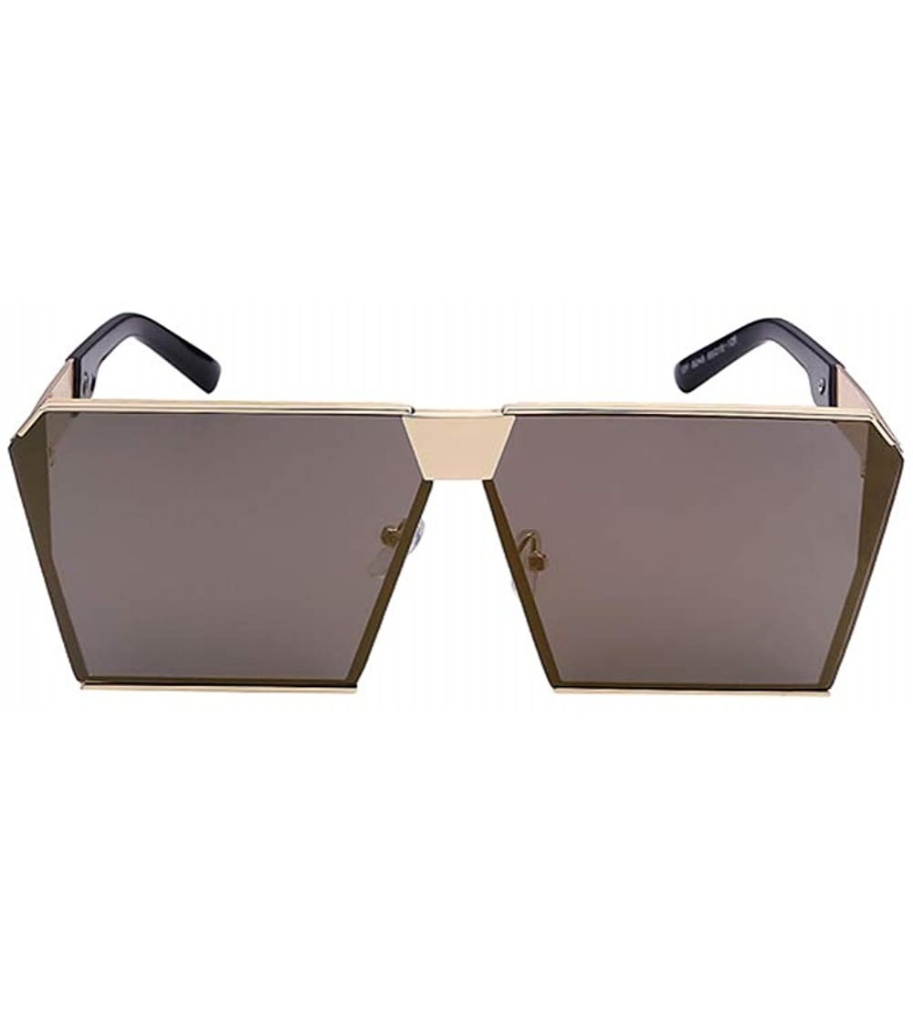 Square Oversized Square Metal Sunglasses Mirrored Color reflective lens Aviator Sunglasses UV400 - Gold - CY18SN496KK $26.29