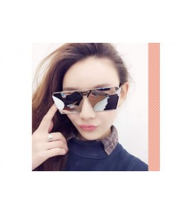 Square Oversized Square Metal Sunglasses Mirrored Color reflective lens Aviator Sunglasses UV400 - Gold - CY18SN496KK $26.29