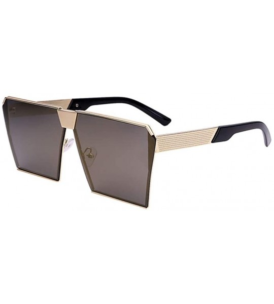 Square Oversized Square Metal Sunglasses Mirrored Color reflective lens Aviator Sunglasses UV400 - Gold - CY18SN496KK $26.29