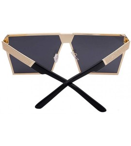 Square Oversized Square Metal Sunglasses Mirrored Color reflective lens Aviator Sunglasses UV400 - Gold - CY18SN496KK $26.29