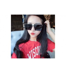 Square Oversized Square Metal Sunglasses Mirrored Color reflective lens Aviator Sunglasses UV400 - Gold - CY18SN496KK $26.29