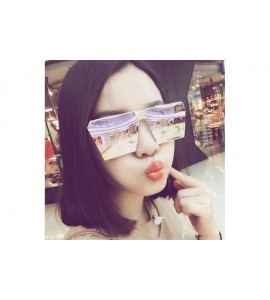 Square Oversized Square Metal Sunglasses Mirrored Color reflective lens Aviator Sunglasses UV400 - Gold - CY18SN496KK $26.29