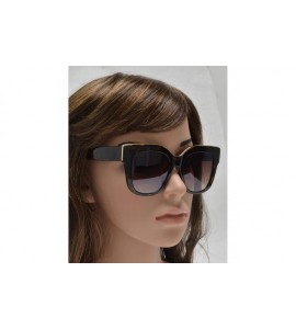 Square Large Classic Square Sunglasses for Women with Flat Lens UV400 Protection - Tortoise + Brown - CF195Q5UEN9 $24.71