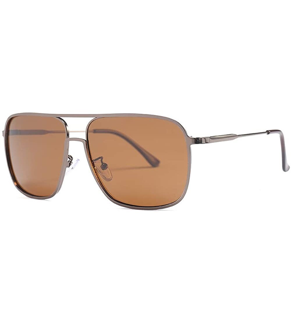 Square Men's Retro Polarized Sunglasses New TAC1.1 Glasses Outdoor Driving Sunglasses - Tawny C5 - CO19058X0U5 $33.47