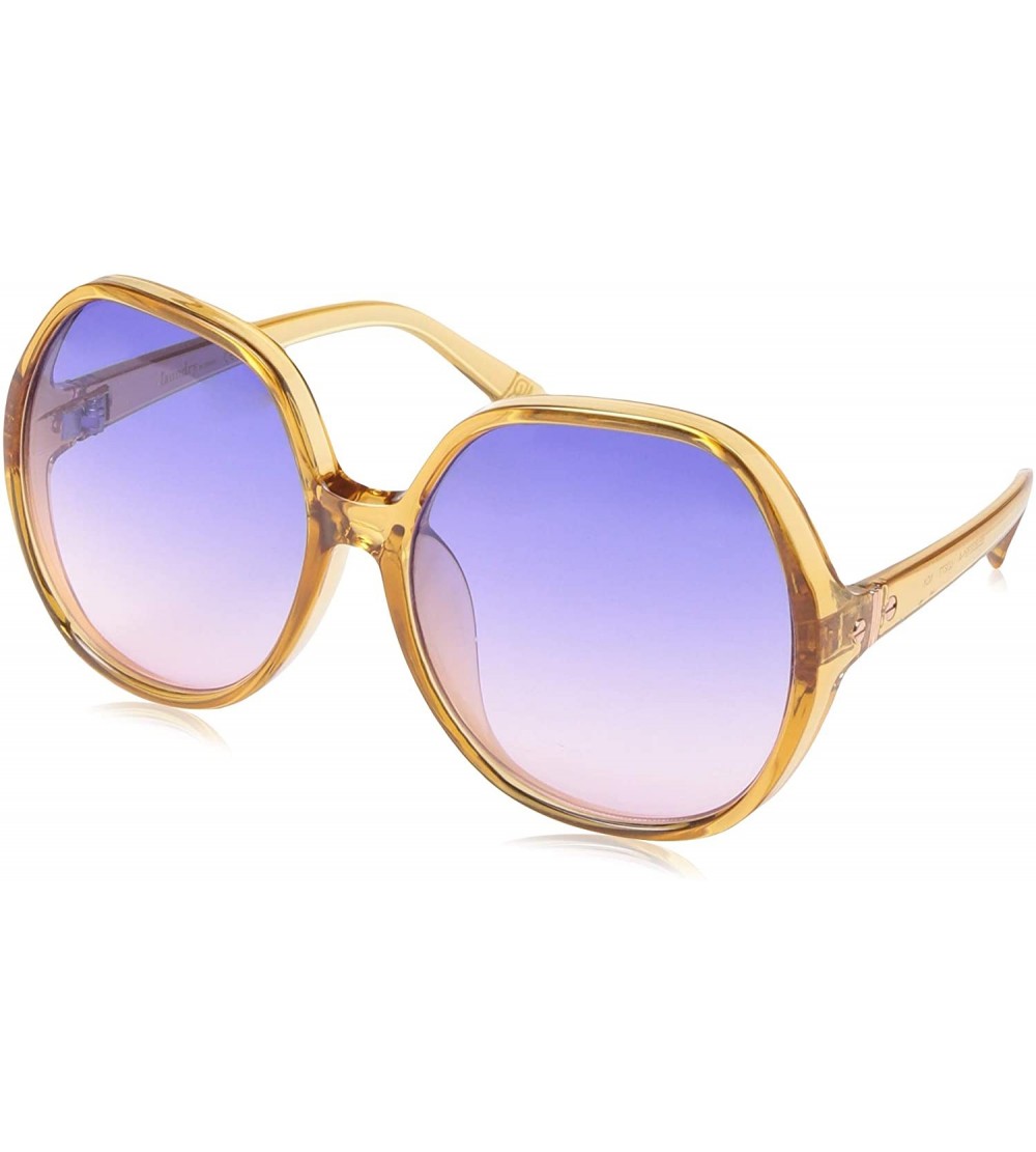 Round Women's LD277 Hexagon-Shaped Sunglasses with 100% UV Protection - 61 mm - Nude Clear - CY18O30ARE4 $63.55