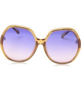 Round Women's LD277 Hexagon-Shaped Sunglasses with 100% UV Protection - 61 mm - Nude Clear - CY18O30ARE4 $63.55