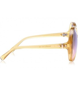 Round Women's LD277 Hexagon-Shaped Sunglasses with 100% UV Protection - 61 mm - Nude Clear - CY18O30ARE4 $63.55