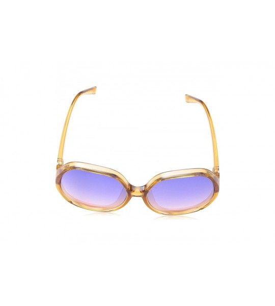 Round Women's LD277 Hexagon-Shaped Sunglasses with 100% UV Protection - 61 mm - Nude Clear - CY18O30ARE4 $63.55