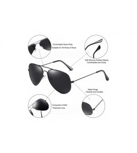 Aviator Classic Aviator Sunglasses for Men Women Metal Frame Mirrored Flat UV400 Lens Protection - Black Frame/Grey Lens - C4...