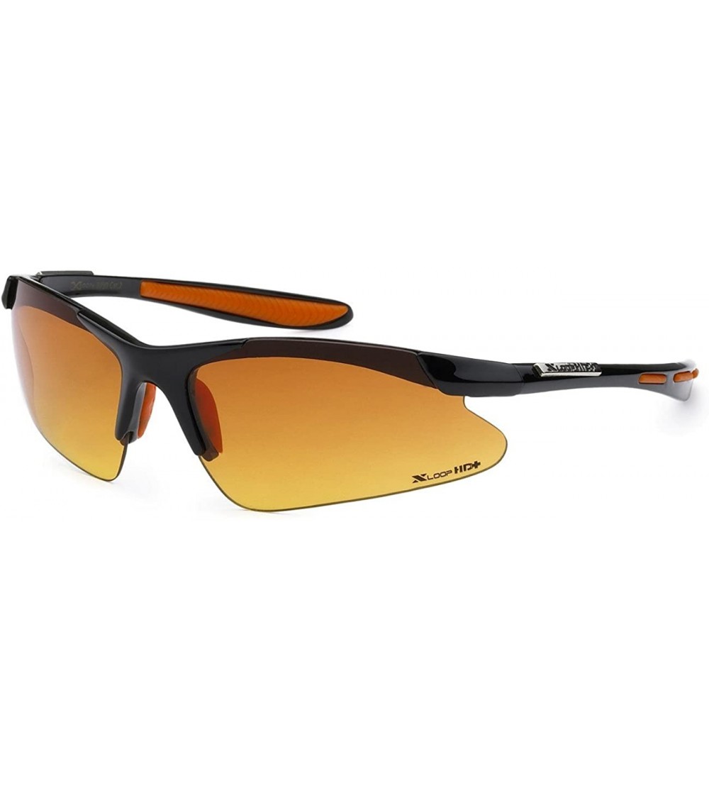 Wrap 5Zero1 HD Men Women Half Frame Outdoor Running Sport Sunglasses - Black + Orange - CY11MAHY9CR $18.94