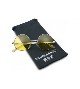 Square Colored Circular Sunglasses Novelty Glasses - Silver Frame - Yellow - CR18KIXENZW $20.80