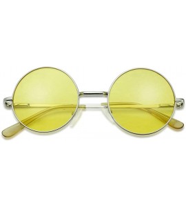 Square Colored Circular Sunglasses Novelty Glasses - Silver Frame - Yellow - CR18KIXENZW $20.80