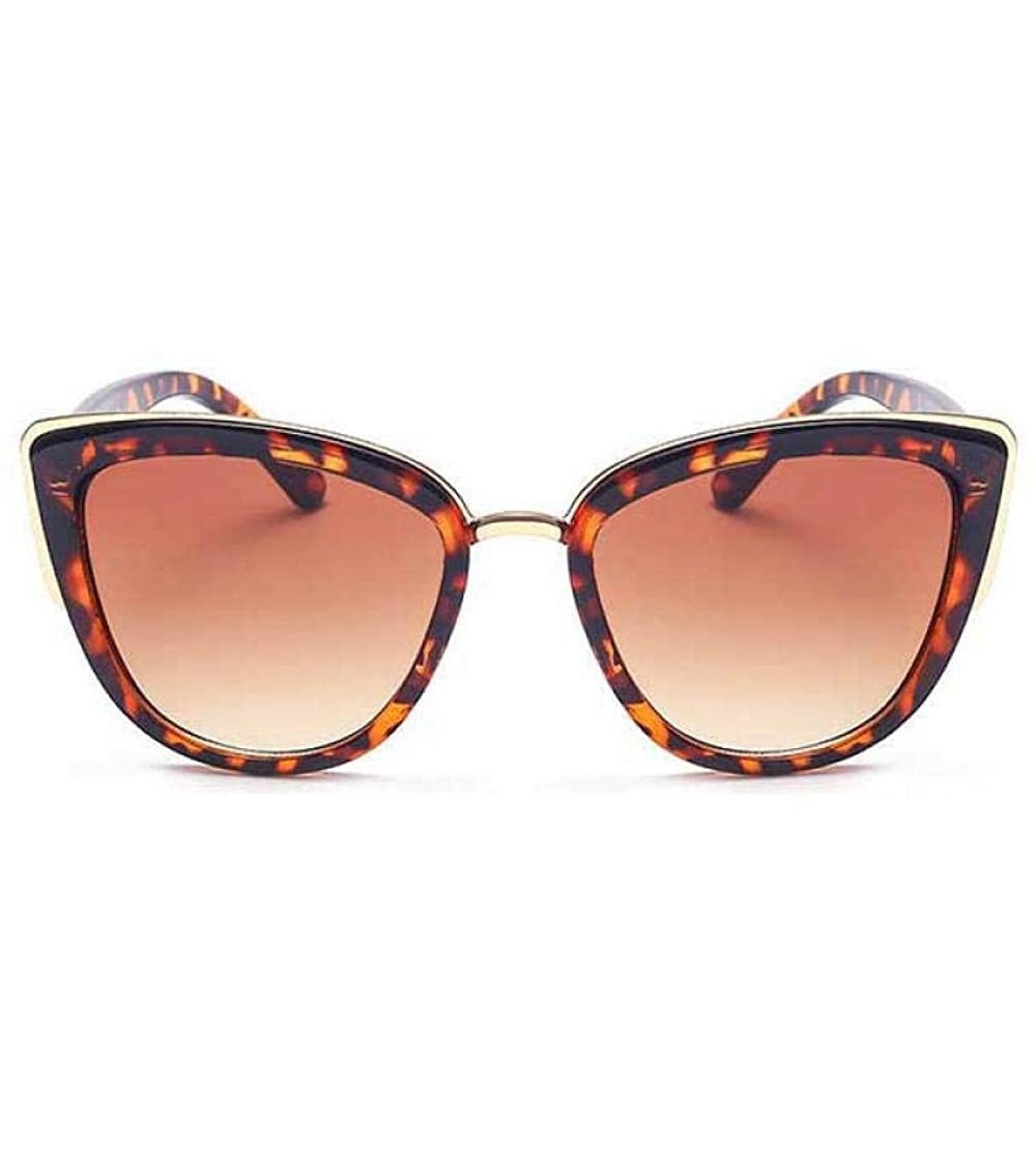 Aviator Luxury Brand Designer Cat Eye Sunglasses Women Vintage Cateye Gradient Black - Leopard - CK18XDW637U $18.16